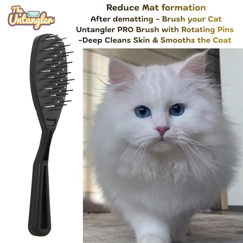 Image of Cat Comb - 7 inch Dual-Spaced Rotating Teeth Comb, Blue - Stimulates Natural Oil Production, Prevents Static Build Up, Made in USA, Vet Recommended, Hand Assembled