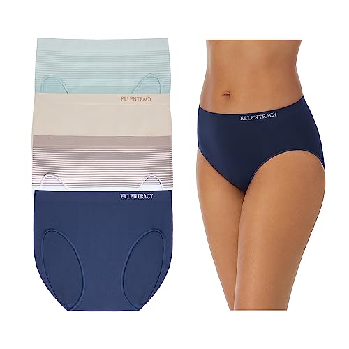 Image of COMPANY ELLEN TRACY Women's High Cut Brief Panties Breathable Seamless Underwear 4-Pack Multipack (Regular & Plus Size)