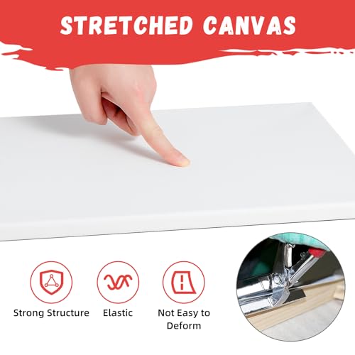 image for Simetufy 11x14 Inch Stretched Canvas, 10 Pack 100% Cotton Professional