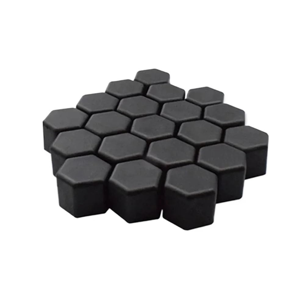 LOCKLGFMCZ 20Pcs 17 19 21mm Silicone Car Tyre Wheel Hub Covers Protection Caps Nuts Screw Protector Dust Proof Bolt Cover(Black,21mm)