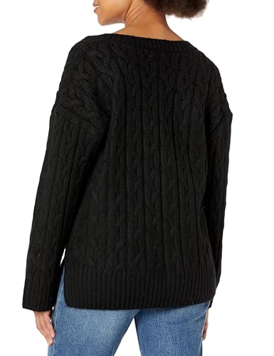 Image of Calvin Klein Womens V Neck Cable Long Sleeve SweaterSweater
