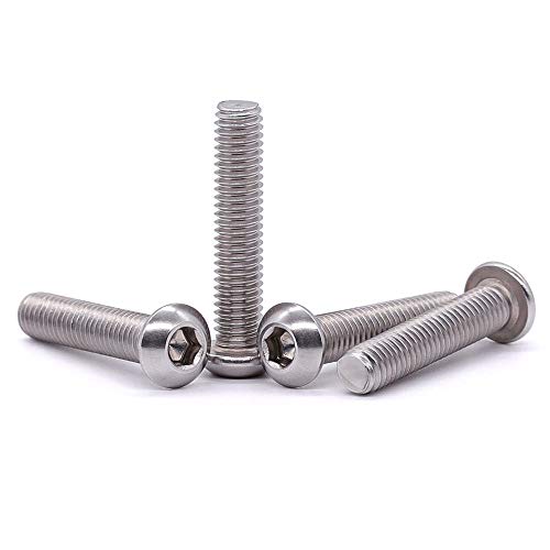 Image of 1 /4-20 x 1-1 /4 inch Button Head Socket Cap Bolts Screws, 304 Stainless Steel 18-8, Allen Hex Drive, Bright Finish, Fully Machine Thread, Pack of 50
