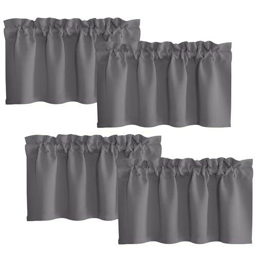 NICETOWN Grey Valance Curtains 16 inches Long Blackout Toppers Valance