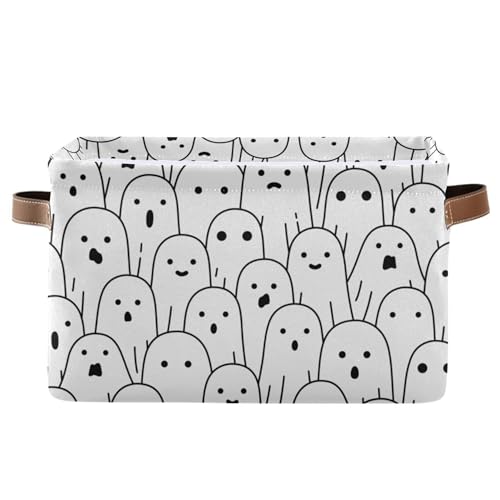 xigua Halloween Ghost Storage Basket Durable Canvas Storage Bins with Handles Large Collapsible Storage Bins Boxes for Shelves,Home Office,Toys,Closet & Laundry- 1PCS