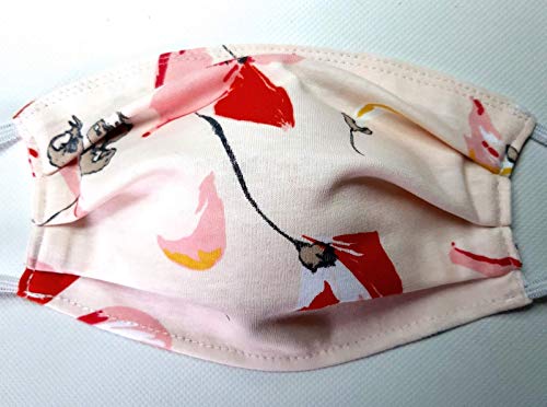 Alltagsmaske Behilfsmaske Mund Nasen Maske Mundabdeckung Baumwolle weich lachs/rot Blume