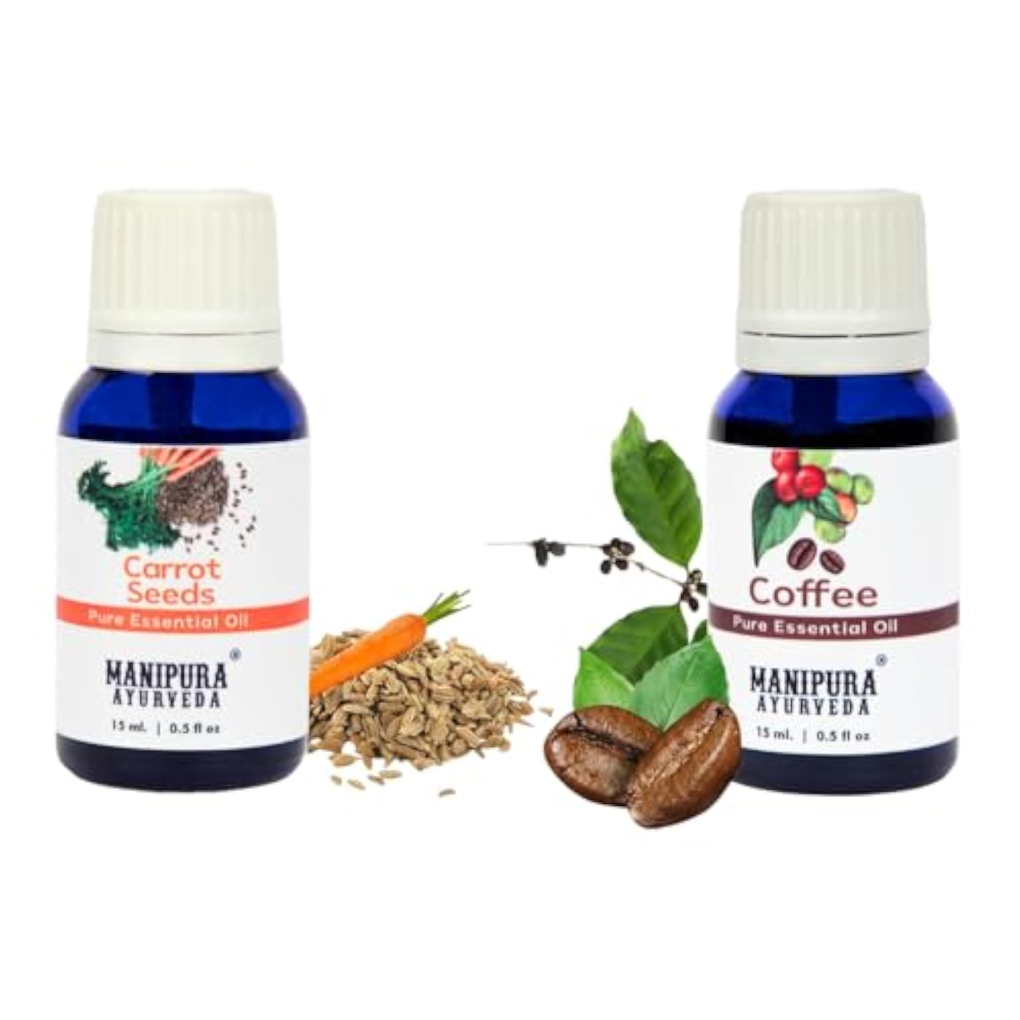 Carrot Seed & Coffee Essential Oil Diffuser Combo Pack, 15 ml Each
