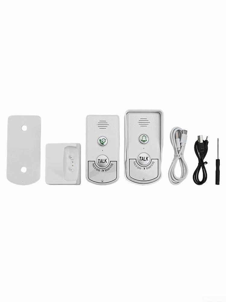 Timbre inalámbrico, timbre de intercomunicador inalámbrico, con rango de 1000 m, comunicación bidireccional Unidad exterior impermeable 2000mAh Batería (blanco)