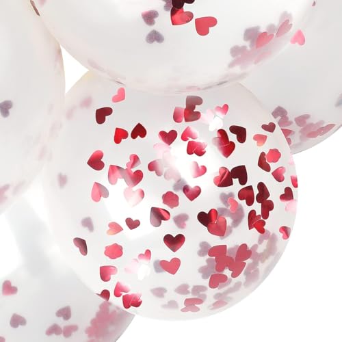 Image of AMFIN (Pack of 50) Red Heart Confetti Balloons for Weddings Anniversary, Engagement, Valentine's Day, Love Party Decorations, Birthday Decoration Balloon - Red