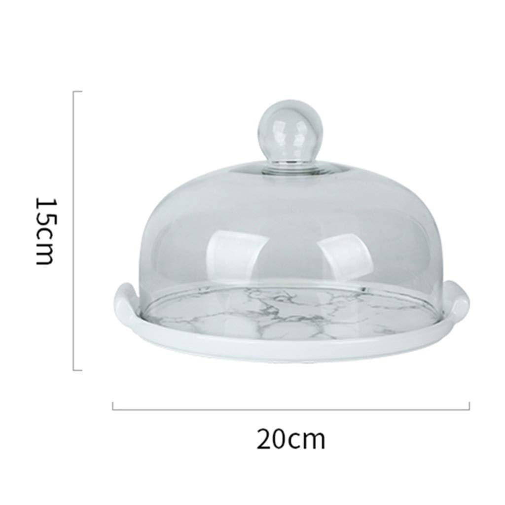 ガラスと大理石のドーム型 ケーキスタンド Amazon｜KJinZ 大理石のテクスチャプレート、食品ドームガラスケーキ
