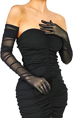 DooWay Lange Latex-Handschuhe Schulterlang 71cm - Glänzend Stretch Für Halloween Kostüm