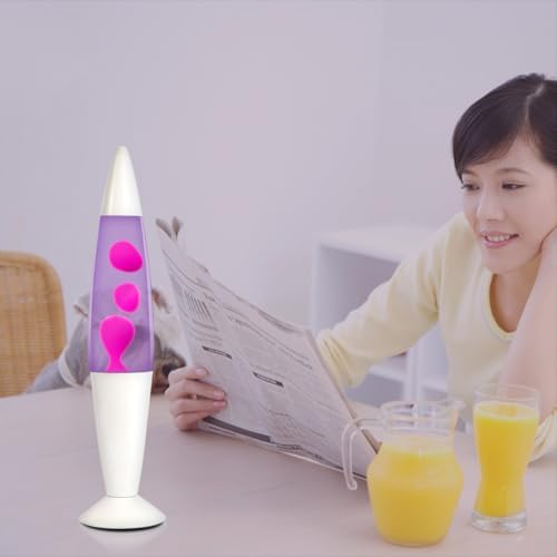 16Inch Beautiful Liquid Lamp,Relaxing Night Light Home Décor Motion Lamp for Living Room Office Bedroom for Adults, Teens, and Kids Double Bulb Included(Purple/Pink)