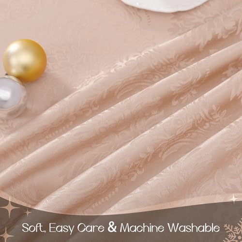 Nappe ronde 160 cm rose jacquard extérieure grande table - 5