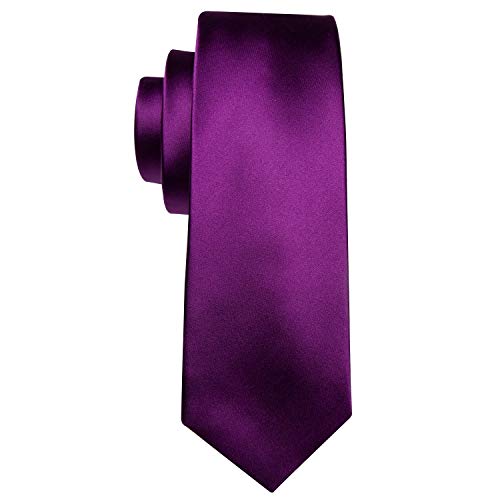 Image of Barry.Wang Plain Men Silk Ties Extra Long Satin Necktie for Wedding Business Handkerchief Cufflinks Set Solid Colors