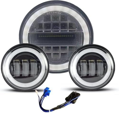 Phare de moto LED 7" avec feu antibrouillard 4.5" pour custom Touring Road King Electra Glide
