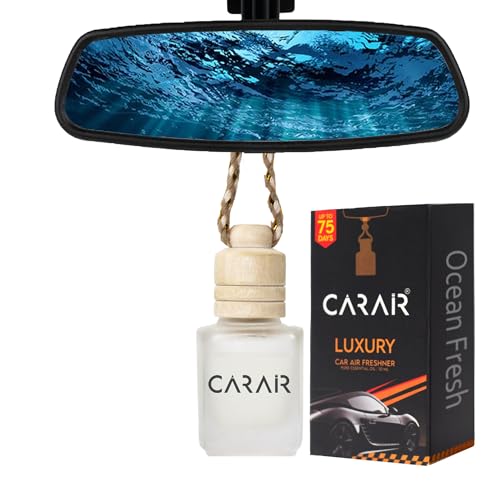 Image of Car perfumes luxury |Car Air Freshener | Hanging Car Perfume | Car fresheners long lasting| Aroma with Essential Oils | Hanging Perfume for Car in Glass Bottle with Wooden Diffuser Lid (Ocean Drive)