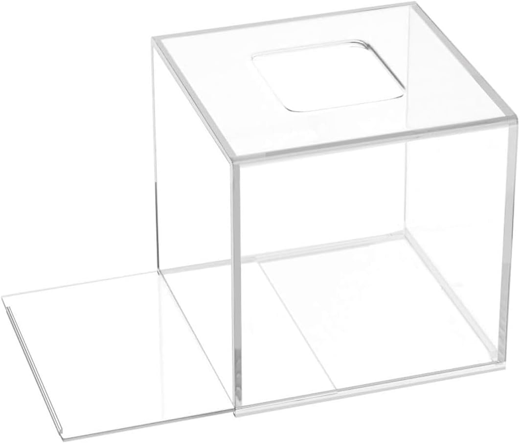 Beiyier 2 Pack Clear Acrylic Square Tissue Box - 4.7x4.7x5.5'' Napkin Organizer, Suitable for Bathroom, Bedroom, Dressing Table, Countertop, Dining Table