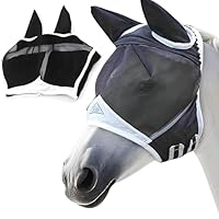 Pferde Fliegenmaske,Fliegenschutz Pferd Cob mit Ohrenschutz,Horse Fly Mask,Fliegenhaube Pferde,Atmungsaktive Moskito Maske