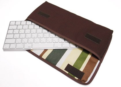 suono(スオーノ) Apple Magicキーボードケース(ココア・カーキストライプ)-ハンドメイド