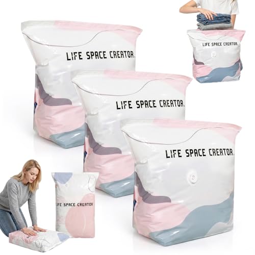 Image of No-Pump Vacuum Storage Bags, Upgraded 3D Vacuum Storage Bags, Portable Large Clothes Compression Bags for Household Use, Convenient Cube Storage Bag for Clothes, Comforters, Blankets (3, 19.6*27.5in)