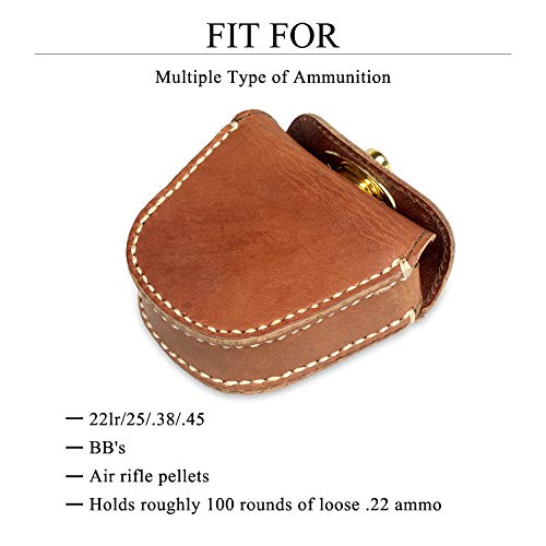 Kosibate Thick Geninue Leather Handmade Pellets Ammo Storage Bag Pouch Hunting Outdoor(Gold)