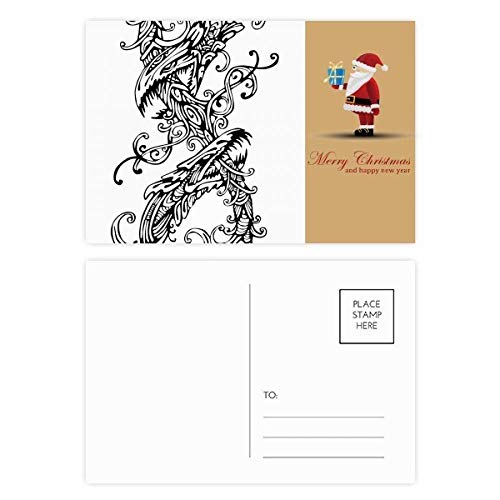 Cartes postales dragon chinois abstrait Père Noël à offrir en cadeau créatif