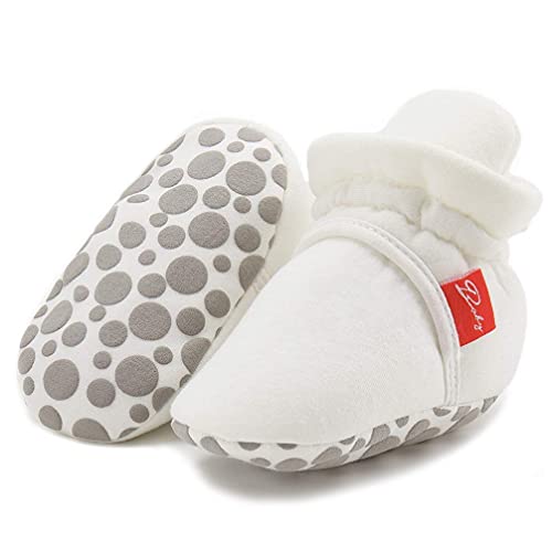 Image of Sawimlgy Newborn Infant Baby Girl Boy Cotton Booties Stay On Sock Slippers Soft Bedroom Shoes Non-Skid Ankle Boots With Grippers Toddler Crib Warm Shoe First Walker Birthday Shower