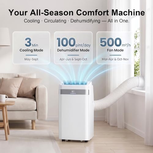 Uthfy Portable Air Conditioners, 14000BTU Portable AC Unit with Dehumidifier, Child Lock, 24H Timer, Remote,Self Evaporating Air Conditioner Portable, Cools Up to 700 Sq.Ft by Uthfy - Used condition - Image 3