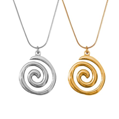 2 PCS Spiral Gold and Silver Swirl Necklace - Boho Choker Necklace Style Accessory Summer Jewelry for Women
