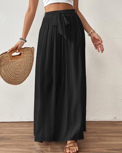 Image of Bsubseach Women Wide Leg Pants Floral Flowy Palazzo Pants