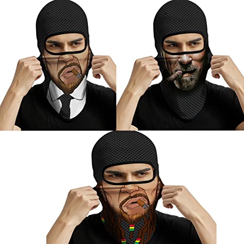 Image of Red Plume 3PCS Balaclava Full Face Mask Ski Mask UV Protection Cover Motorcycle Full Face Mask for Men Women Outdoor Sports