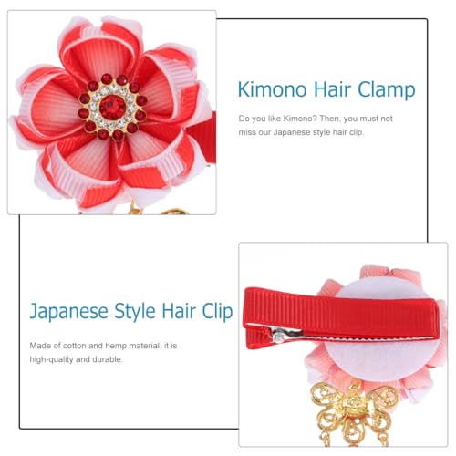 Gatuida Japanese Kimono Flower Hair Clips Japanese Style Traditional Cherry Blossom Barrettes Tassel Hairpins Wedding Hair Accessories for Women - Thumbnail 6