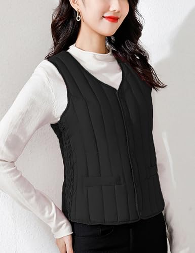 Cropped Sherpa Quilted Vest for Womens Lightweight Slim Fit Puffer Warm Outerwear Waistcoat Vest with Pockets3