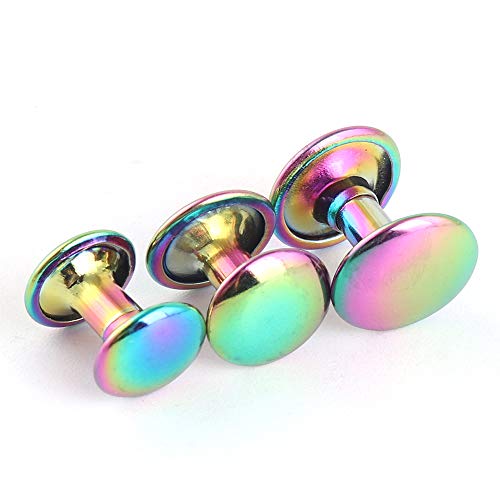 8-10mm Rainbow Double Cap Rivets,Metal Button Round Rose Gold Rapid Rivet,Rivet Studs for Purse Bags Handbags Shoes Belts Leather Craft DIY (Cap 9mm 20pcs)