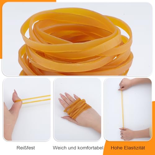 100 Stück Gummibänder Ringe, 5mm x 10cm Gummiringe Rubber Bands Breites und Dickes Gummiband Gute Elastizität für Büro Zuhause Schule (Gelb)