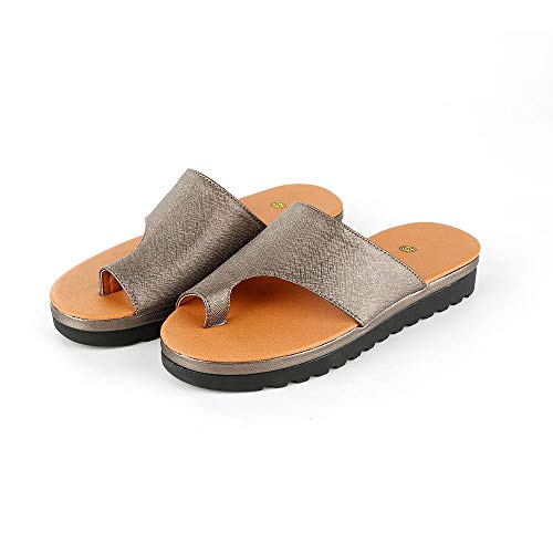 CHUANGE Sandália feminina corretora de joanete confortável, bico aberto, plataforma, correção, sem c