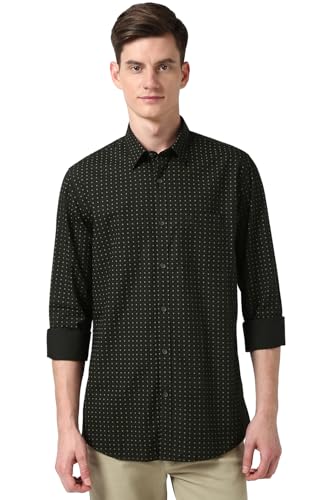 Image of Peter England Men's Everyday Ditsy Print Slim Fit Full Sleeve Casual Shirt | 100% Cotton