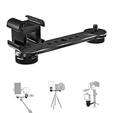 Triple Cold Shoe Extension Bar, KDD Microphone Mount Extension Bar Bracket with 1/4 3/8 Adapter Compatible for GoPro, Gimbal, Tripod, Monopod OSMO Zhiyun Feiyu Stabilizer
