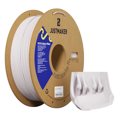 JUSTMAKER PETG Glass Fiber 3D Printer Filament, Updated Stronger Impact Resistance, Dimensional Accuracy +/-0.03mm, 1.75