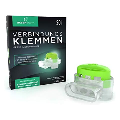 RASENWERK® - Cable connectors for Automatic Mower Boundary Wire - Connection Clamps with Waterproof Gel Filling - Compatible with, e.g, Gardena, Husqvarna, Worx, Bosch - 20 Pieces Cover