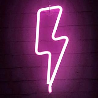 Neon Light Decor Bolt LED Neon Sign For Bedroom Usb Charging Hanging Decorative For Christmas Birthday Party Kids Room Wedding Bedroom Bar Gaming Living Room (Lightning Pink)