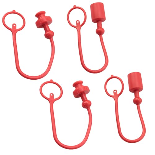 Image of 2Sets Hydraulic Coupler Dust Cap ISO A Hydraulic Coupler Male Dust Cap and Female Plug Cover Quick Disconnects Port Plug Cover Fittings with Retaining Ring Keeps Cap Connected to Hose