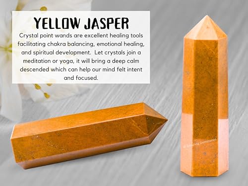 Image of Amazing Gemstone Large Yellow Jasper Crystal Towers ~ Natural Healing Crystal Point Obelisk for Reiki Healing and Crystal Grid (5.5 inch to 6 inch INCH)