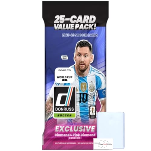 2025-26 Donruss Road to World Cup Soccer Cello/Fat Pack with 25 Total Trading Cards + Toploader and StreetCards Magnet! Look for Kaboom!