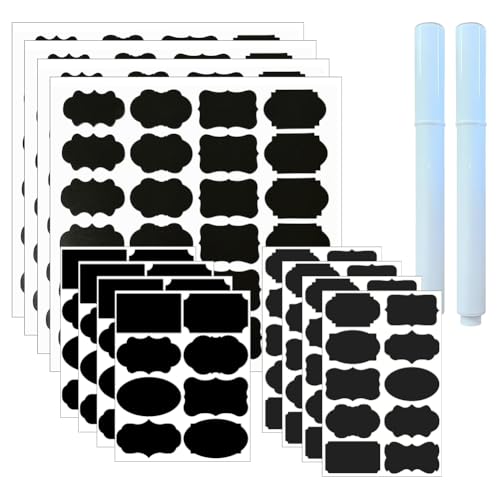 244 Pcs Erasable Chalkboard Label Removable Black Board Stickers Waterproof Chalk Labels Mason Jar Storage Stickers Decorative Blackboard Food Label with Markers for Storage Jars