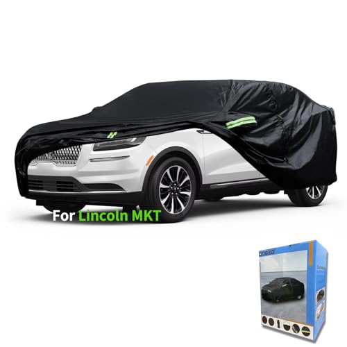 Image of Custom-Fit for Lincoln Car Cover, 7 Layers Car Cover Waterproof All Weather for Automobiles, Outdoor Full Cover Rain Sun UV Protection with Zipper (Black,for Lincoln MKT)