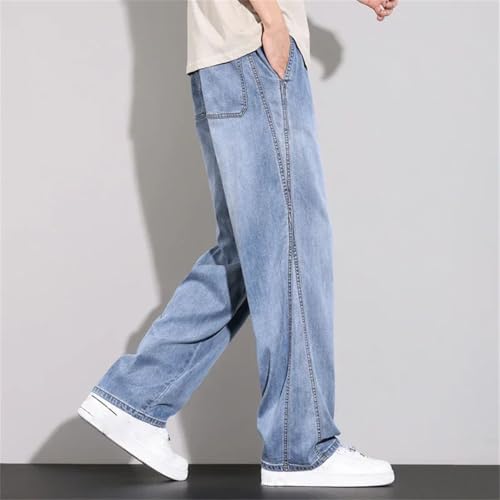 Hndudnff Men Stretch Waist Jeans Comfortable Soft Trousers Drawstring Casual Denim Pants with Pockets2