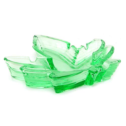 Image of Kheper Games Green Glass Leaf-Shaped Ashtray, 5-Inch Decorative Tabletop Smoking Accessory
