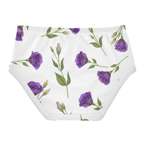 Funny Toddler Underwear Floral 2t Cotton Cute Panties Girl Purple Floral White Briefs Girls Undies2