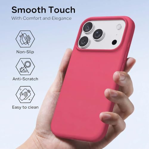 Image of DIZORO Compatible with iPhone 17 Pro Case (2025), Liquid Silicone 3 Layers Full Covered Soft Gel Rubber Shockproof Protective Cover with Anti-Scratch Microfiber Lining - Hibiscus