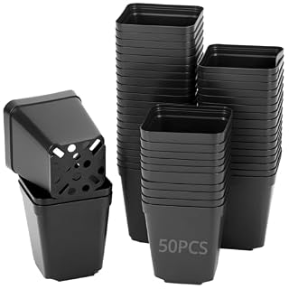 QWORK lot de 50 godets carrés 5,8 cm pour semis
